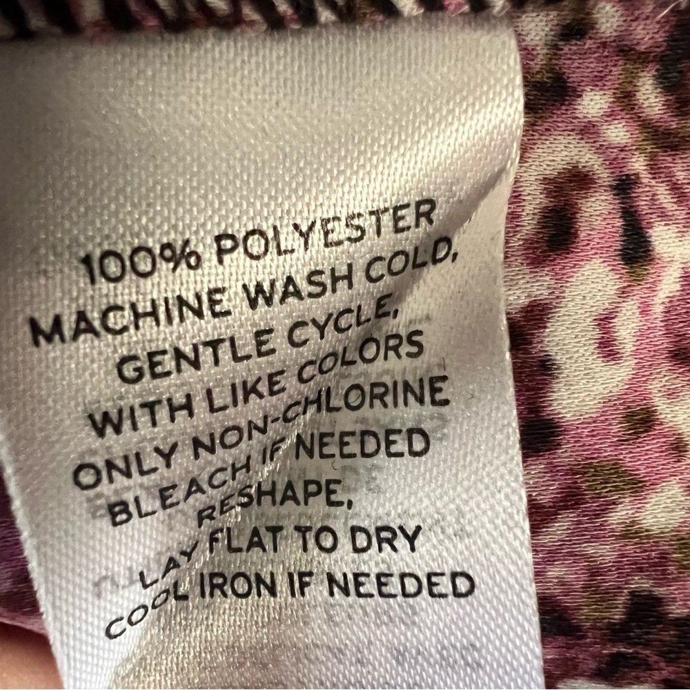 Halogen Raw edge chiffon tank top Ladies size xs Black pink abstract print - Picture 6 of 8